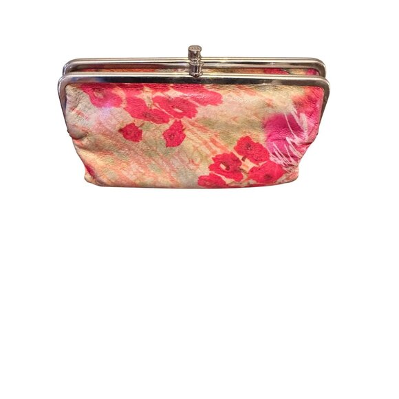 Artsy Hobo International Floral Clutch Leather Wallet  Kiss Lock Closure & Pink - Picture 4 of 10